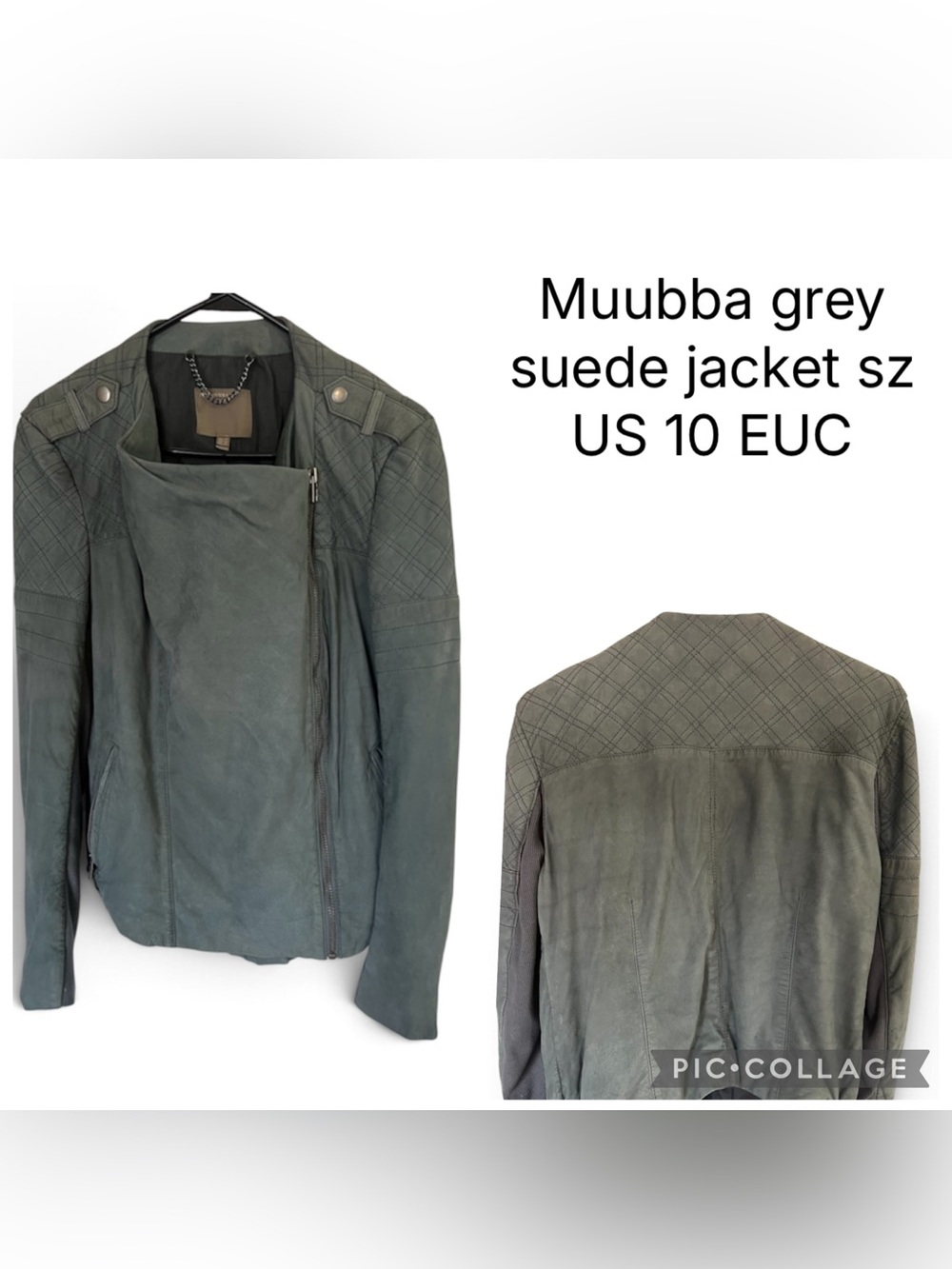 Muubaa gray suede jacket sz US 10